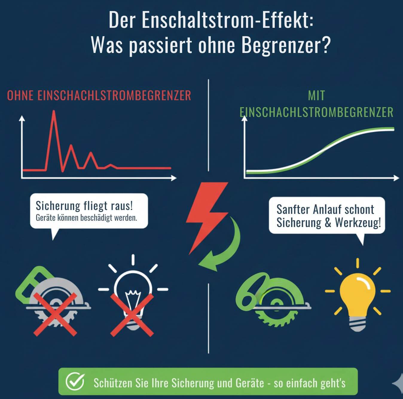 Der Enschaltstrom-Effekt Was pasasset ohne Begrenzer